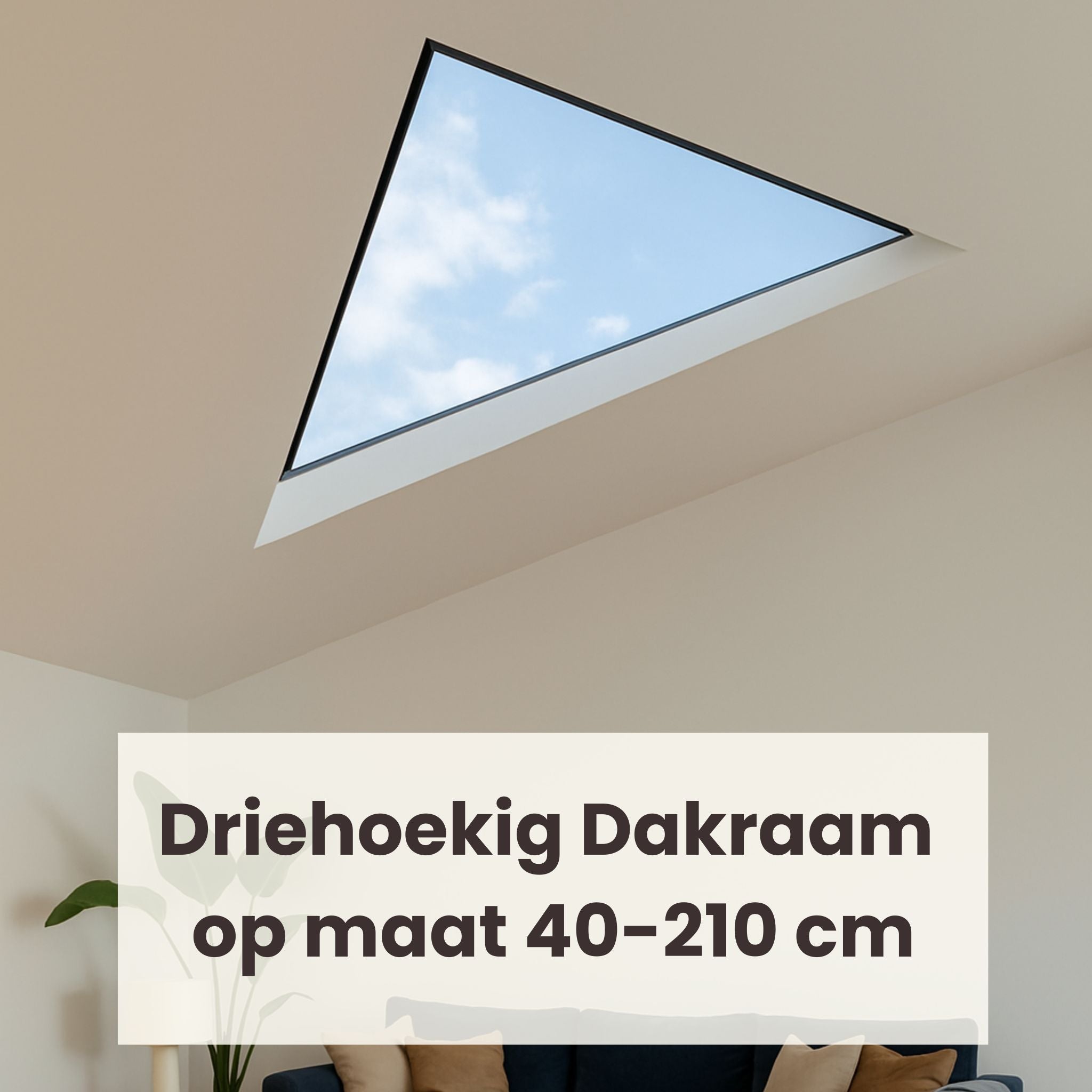 Driehoekig dakraam op maat, Driedubbel glas, U-waarde: 0,9 W/m²K