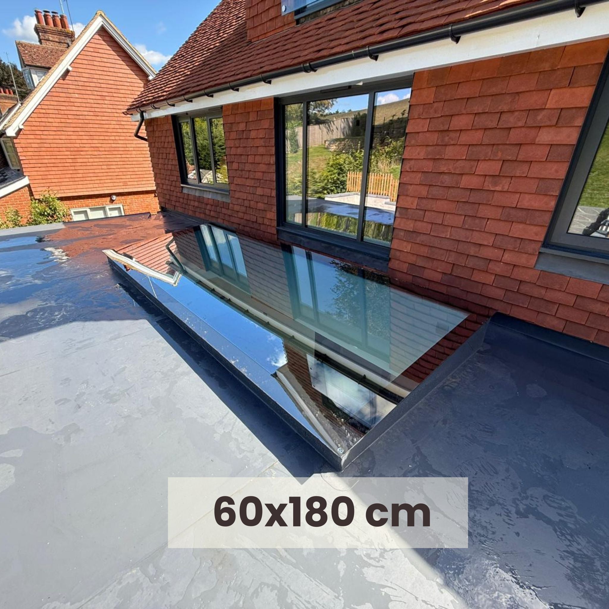 60 x 180 cm Dakraam plat dak, Driedubbel glas, U-waarde: 0,9 W/m²K